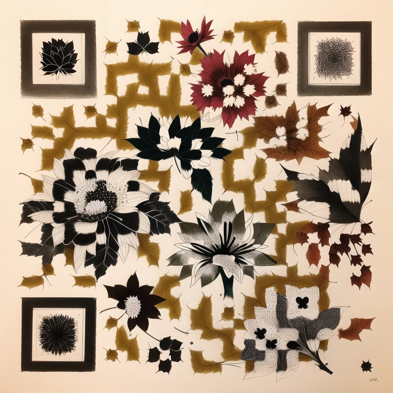 Artistic QR code generated from the prompt: leaves,flowers,ink