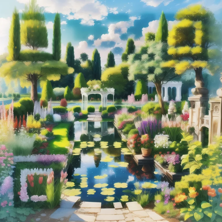 Artistic QR code generated from the prompt: beautiful garden, lake