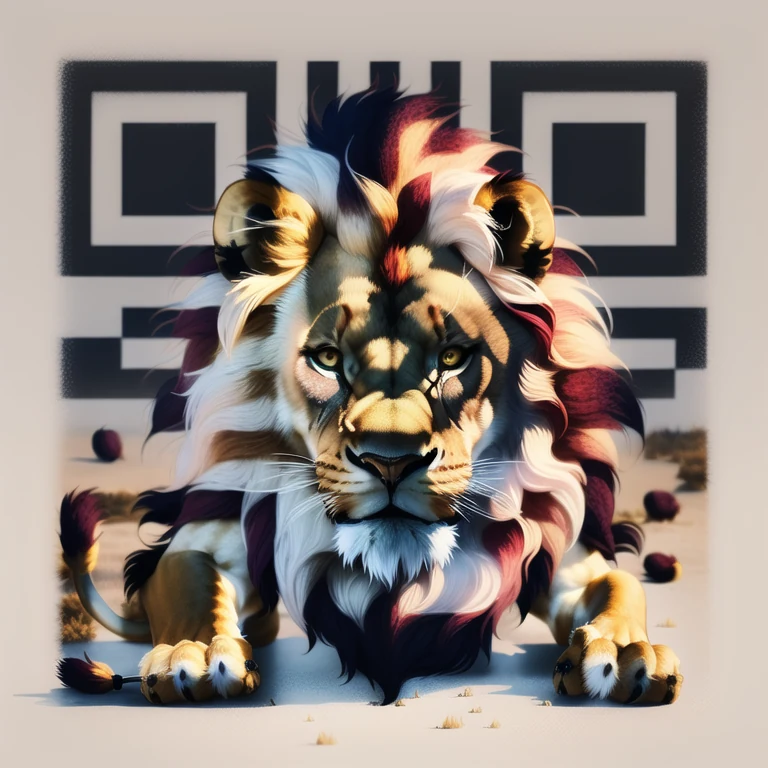 Artistic QR code generated from the prompt: lion