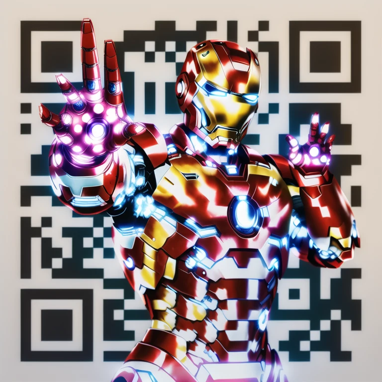 Artistic QR code generated from the prompt: Iron Man
