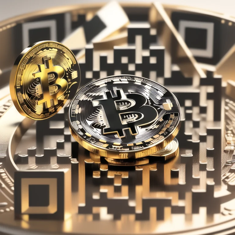 Artistic QR code generated from the prompt: bitcoin, cryptocurrency, digital art, 3D vector