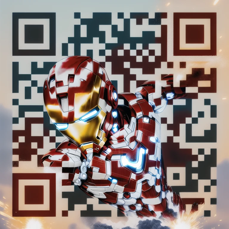 Artistic QR code generated from the prompt: Iron Man